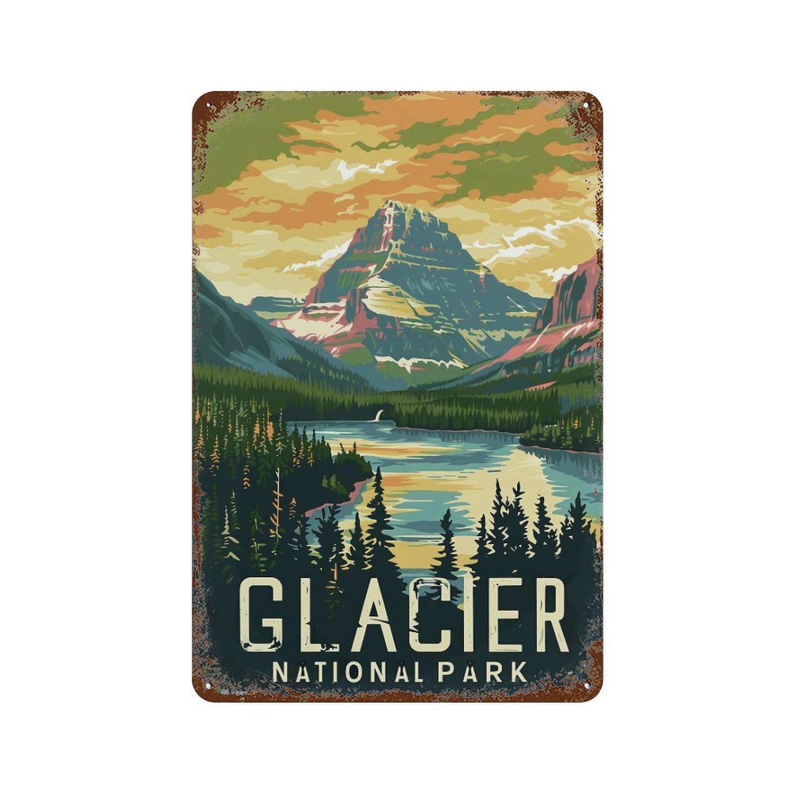 FHUYEURHRY Mid Century Glacier National Park 02 Wall Decor Retro Iron Vintage Art Metal Tin Sign Poster Modern Home Cofffee Club Art Bar Shop Decorations Style-30 30x20cm