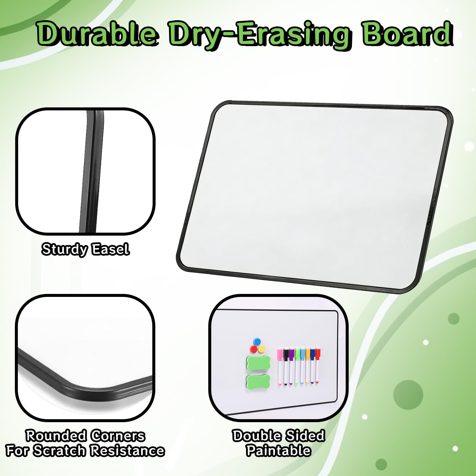 Lot de 2 Tableau Blanc Effaçable à Sec A3, Double Face, Effaçable à Sec, avec Stylos, Gomme et Aimants, Idéal pour Bureau, École, Maison, Dessin et Écriture