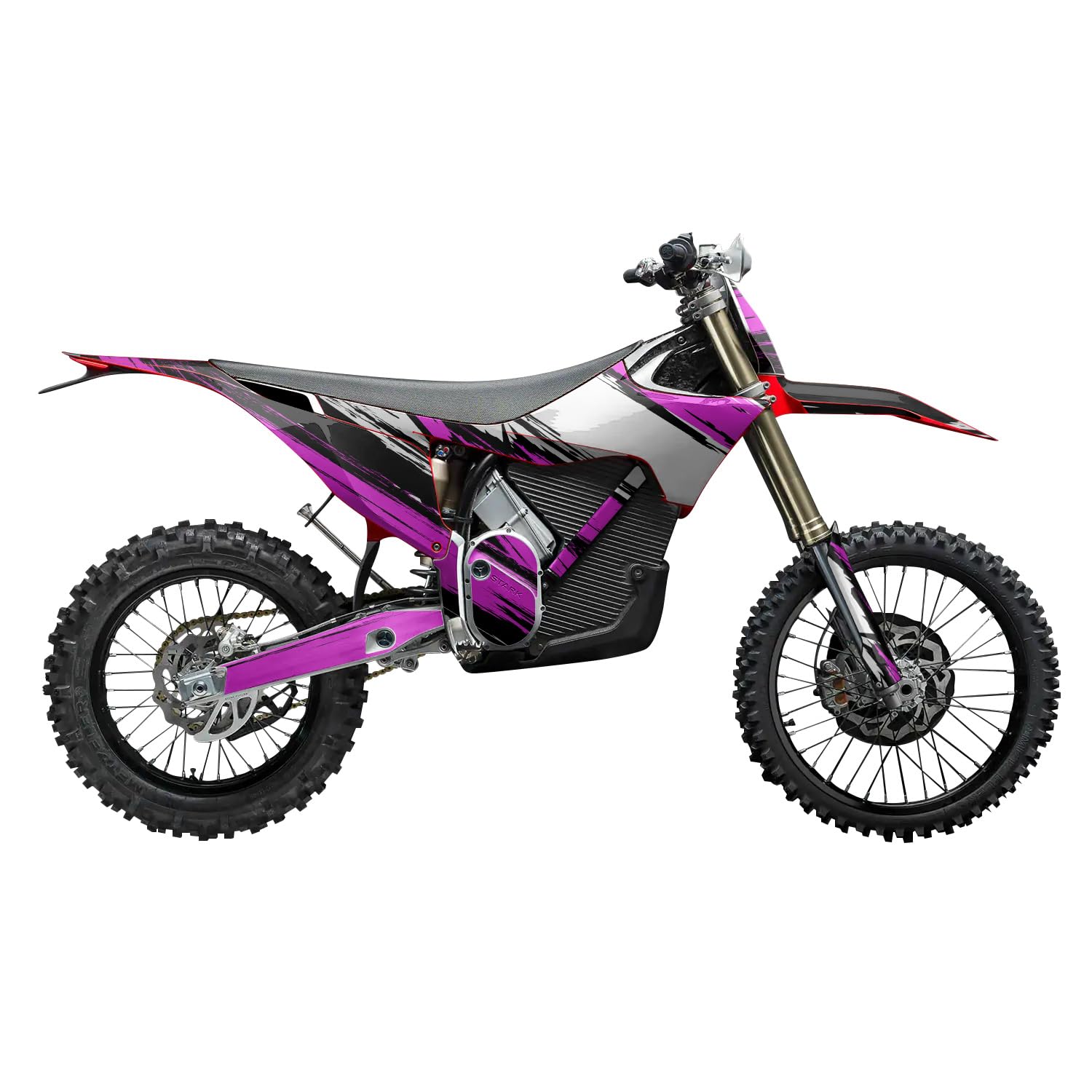 Stark Varg MX 2023-2025 Graphics Kit Wrap - Grunge Stripe Magenta - Varg MX Skin - Premium 3M Vinyl Protective Wrap Decal Cover - Easy to Apply | Crafted in The USA by MightySkins