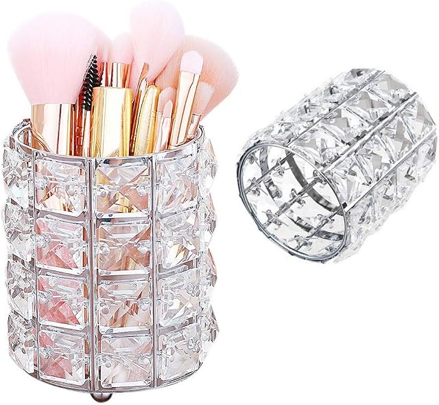 nuoshen Crystal Makeup Brush Holder Organizer Sliver Pencil holder