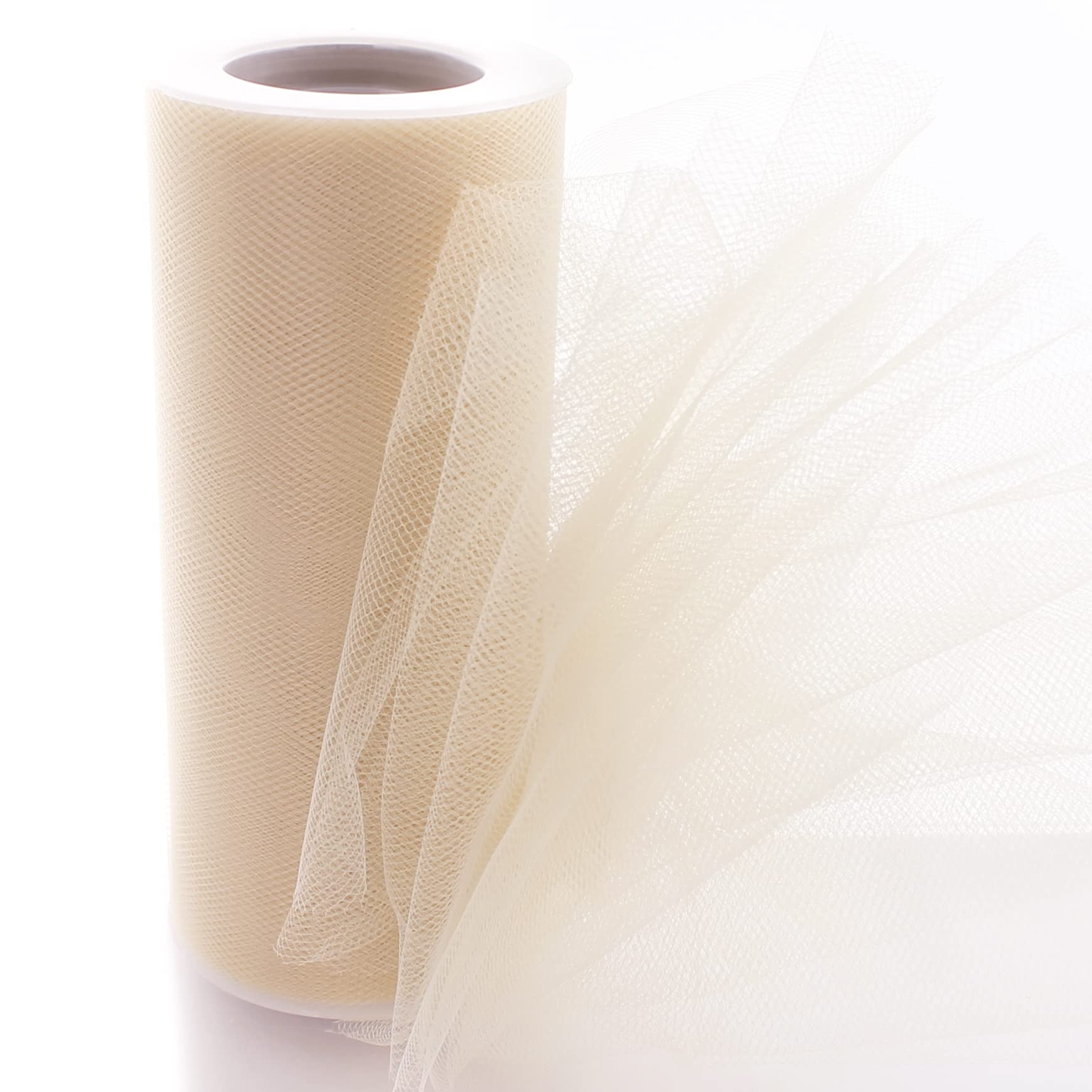 6" Premium Tulle Fabric Roll For Crafts, Wedding, Party Decorations, Gifts - Almond 25 Yards