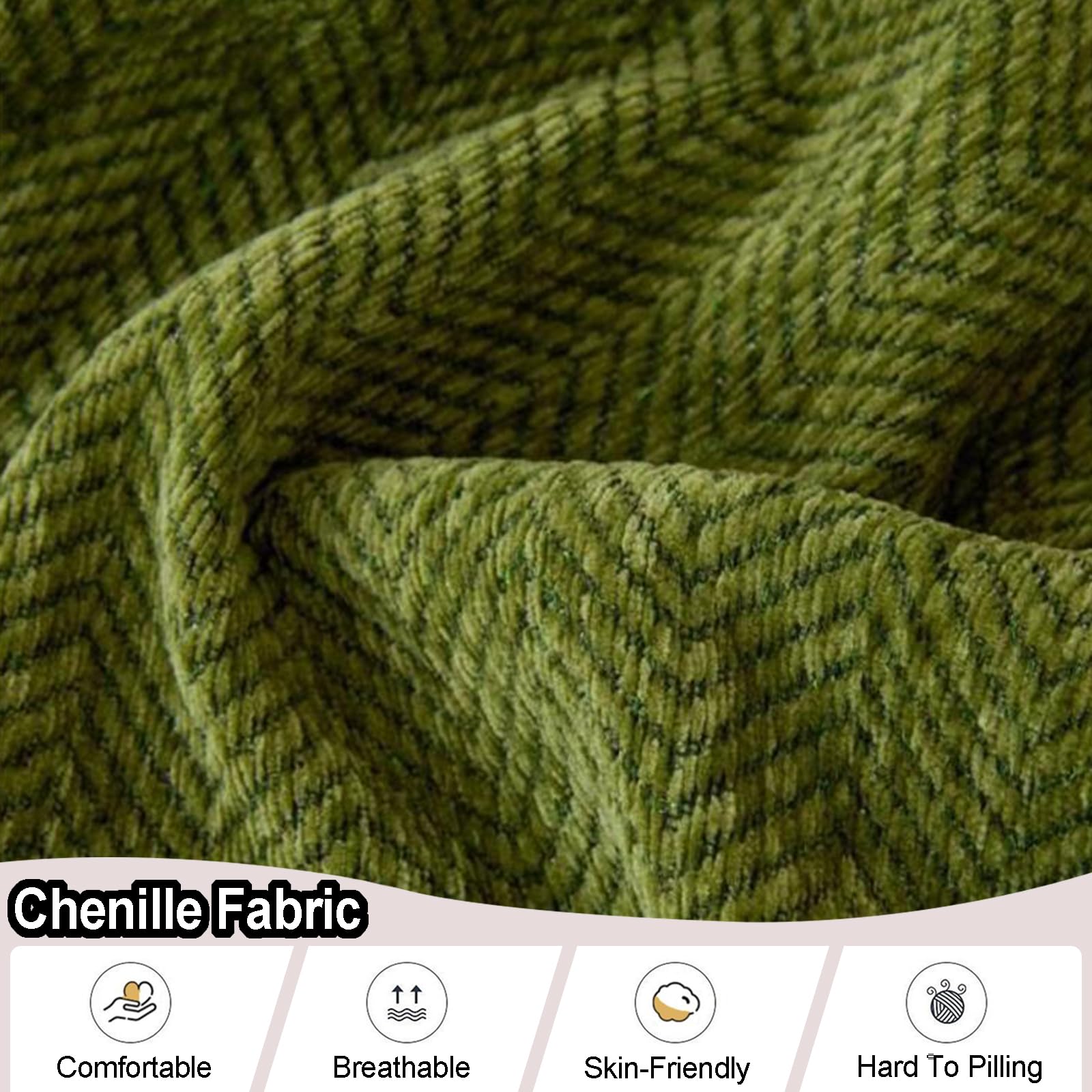 Plaid Ou Jeté De Canapé En Forme De L/U, 1 2 3 4 Places CombinéE Couvre De Canapé D'Angle Housse De Canapé En Chenille à Chevrons Couverture Polyvalente Pour Canapé Pause DéJeuner(180X230cm,Green 2)