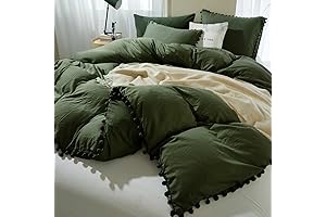 ETDIFFE Boho Duvet Cover Queen Size Olive Green