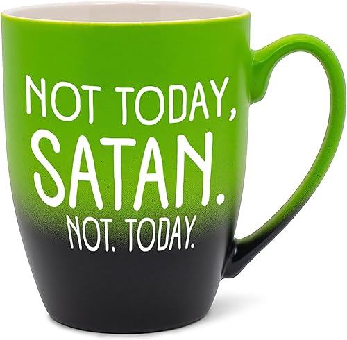 Miniatura 9 de Elanze Designs Not Today Satan - Taza de café de cerámica de dos tonos, color morado mate y blanco, 12 onzas