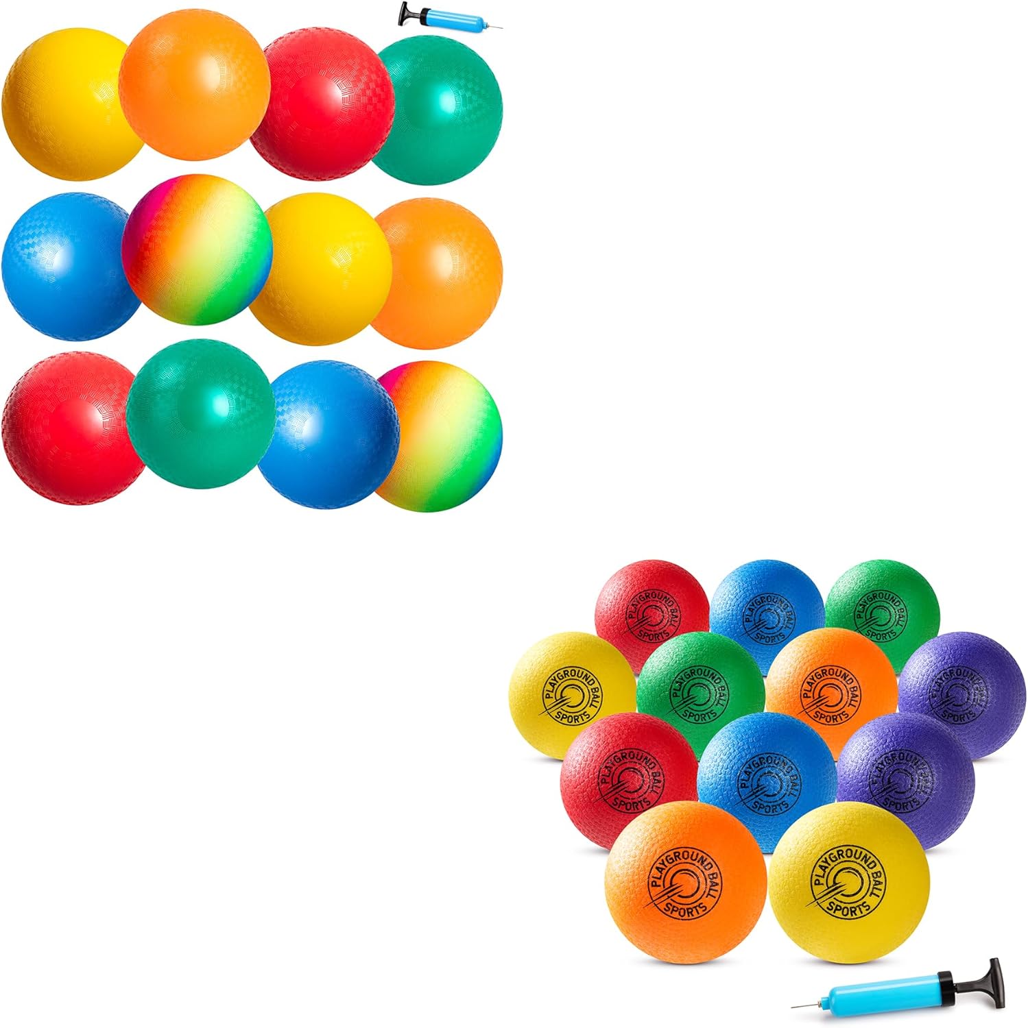 EVERICH TOY 8.5 Inch Playground Balls Kickball Set, Soft Dodge Kick Ball Dodgeball Handball 4 Square Ball for Kids Adults, Outdoor Indoor Sports Yard Camp School Game Toys for Boys Girls with Pump