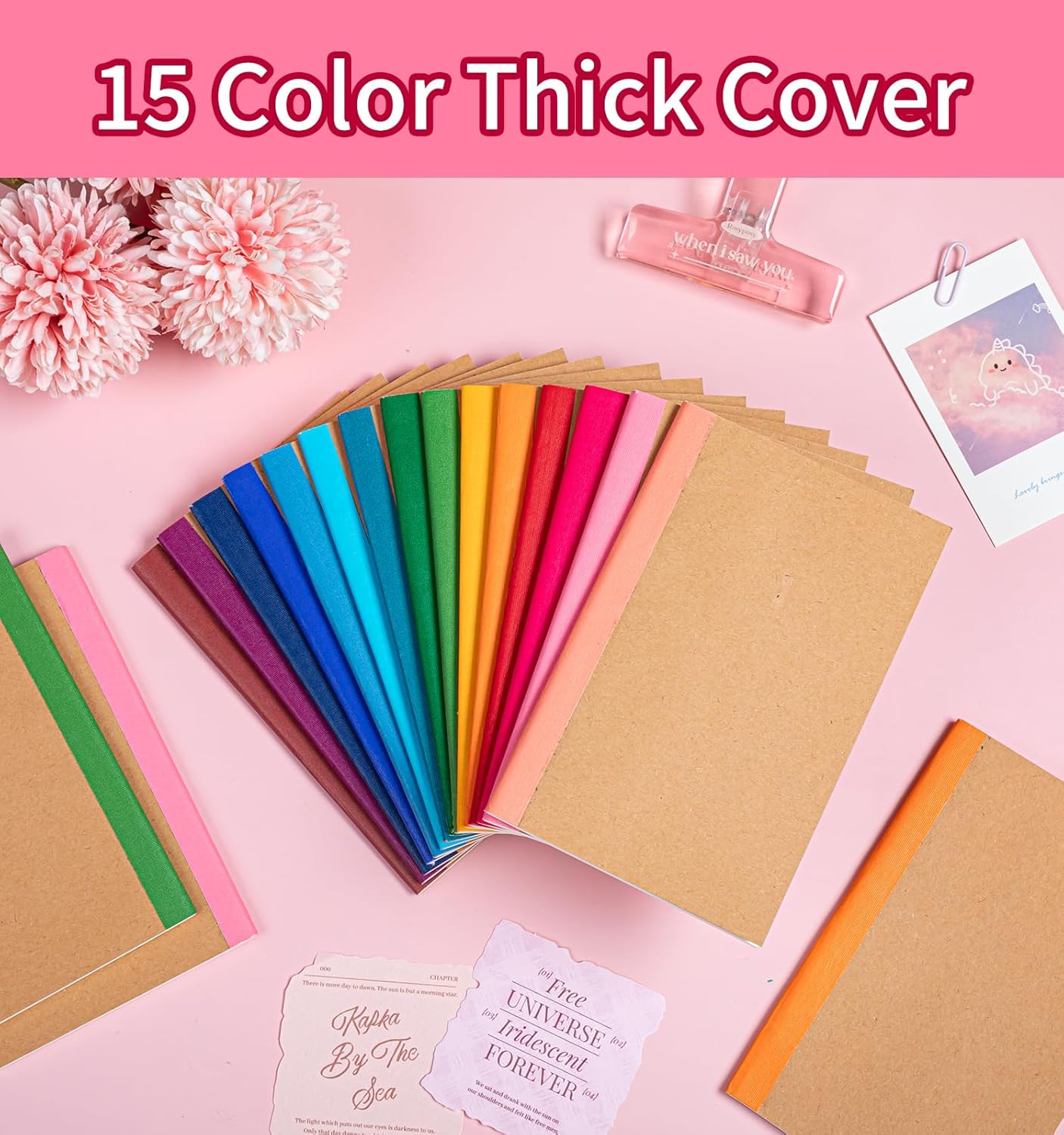 60 Pack Mini Pocket Lined Notebook Bulk, 3.5x5.5 Kraft Cover with Rainbow Spines, Journals Bulk, 30 Sheets/60 Pages, Small Notebooks for Traveler, Students, School Supplies(Lined-60 pack) - Image 4