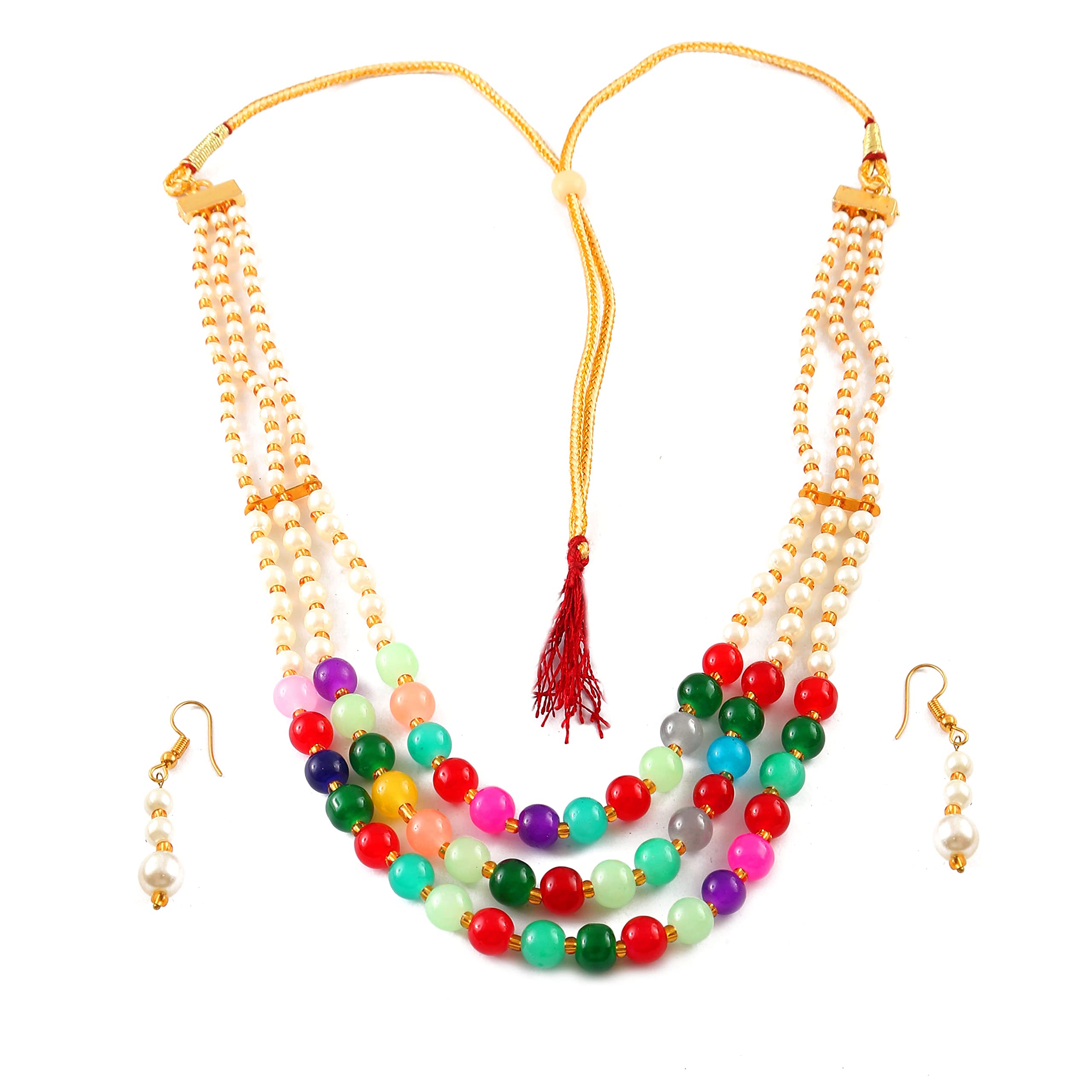 JewarHaat Necklace White Pearl Multi-Color Multi String Five Layered Handmade Beaded Long Multiple Row Statement 5 Layer Stone Acrylic Beads Fancy Jewelry Set (Multi-Color) (B0BK9FYTSK) Amazon Price History, Amazon Price Tracker