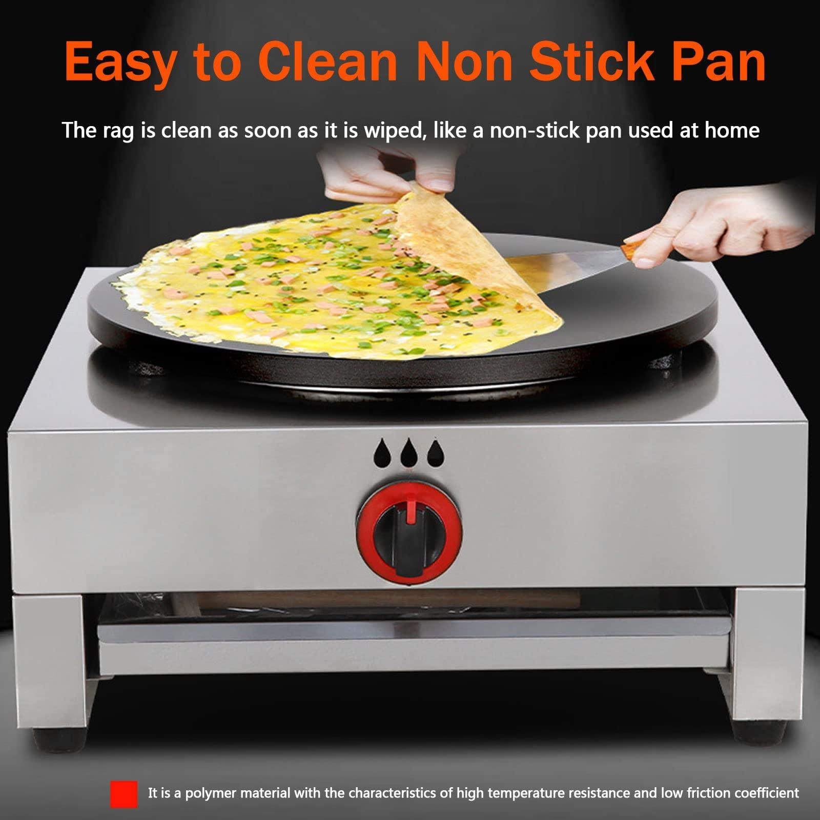 Máquina para hacer crepes comercial, máquina para hacer crepes y crepes con placas de hierro fundido de 40 cm, plancha para crepes profesional para hacer crepes, huevos, tortillas, hamburguesas