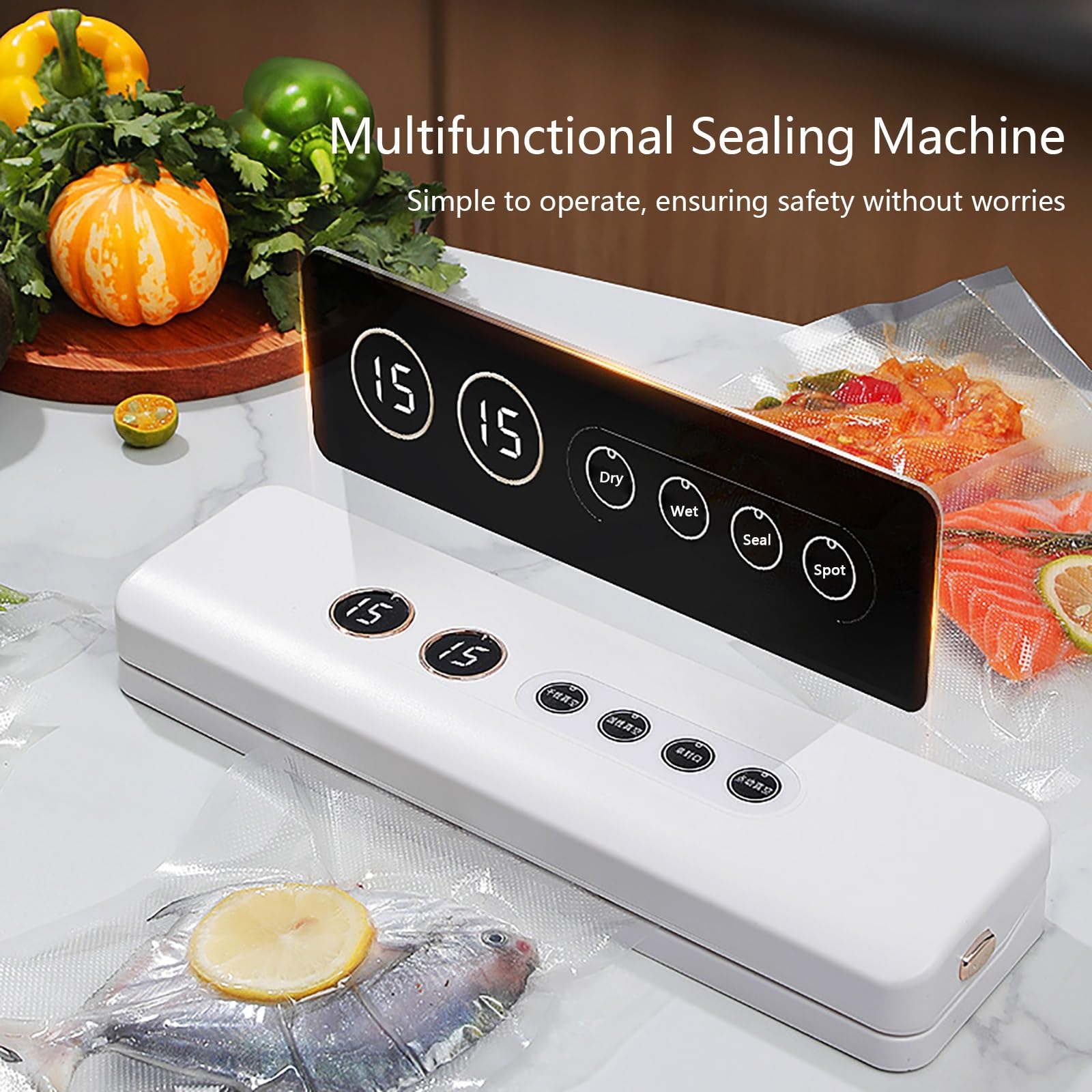 Vacuum Sealer Machine with Wireless Portable Design for Kitchen, Camping & RV, 3-Seal Modes W/Dry & Moist Food(Black)
