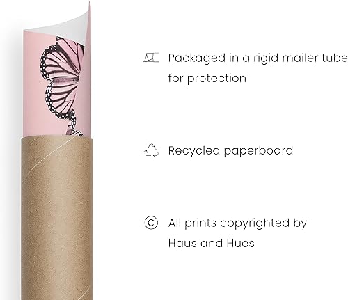 Miniatura 3 de HAUS AND HUES Póster vintage de mariposa rosa para pared, diseño de mariposas, arte de pared, fotos estéticas de habitación, sin marco, 16 x 20