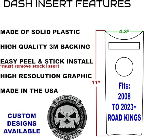 Miniatura 3 de Kustom Cycle Parts Aftermarket - Inserto de consola de plástico con aspecto de puntada de diamante, compatible con Harley Davidson Road King Dash