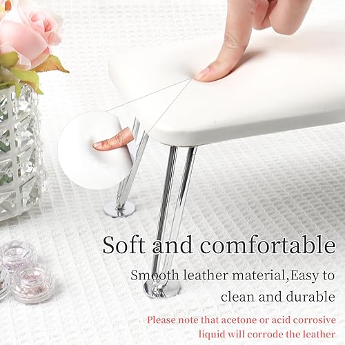Miniatura 5 de Reposabrazos para uñas, reposabrazos de cuero de microfibra para uñas acrílicas, mesa de descanso de brazos con cojín de almohada para manicura,