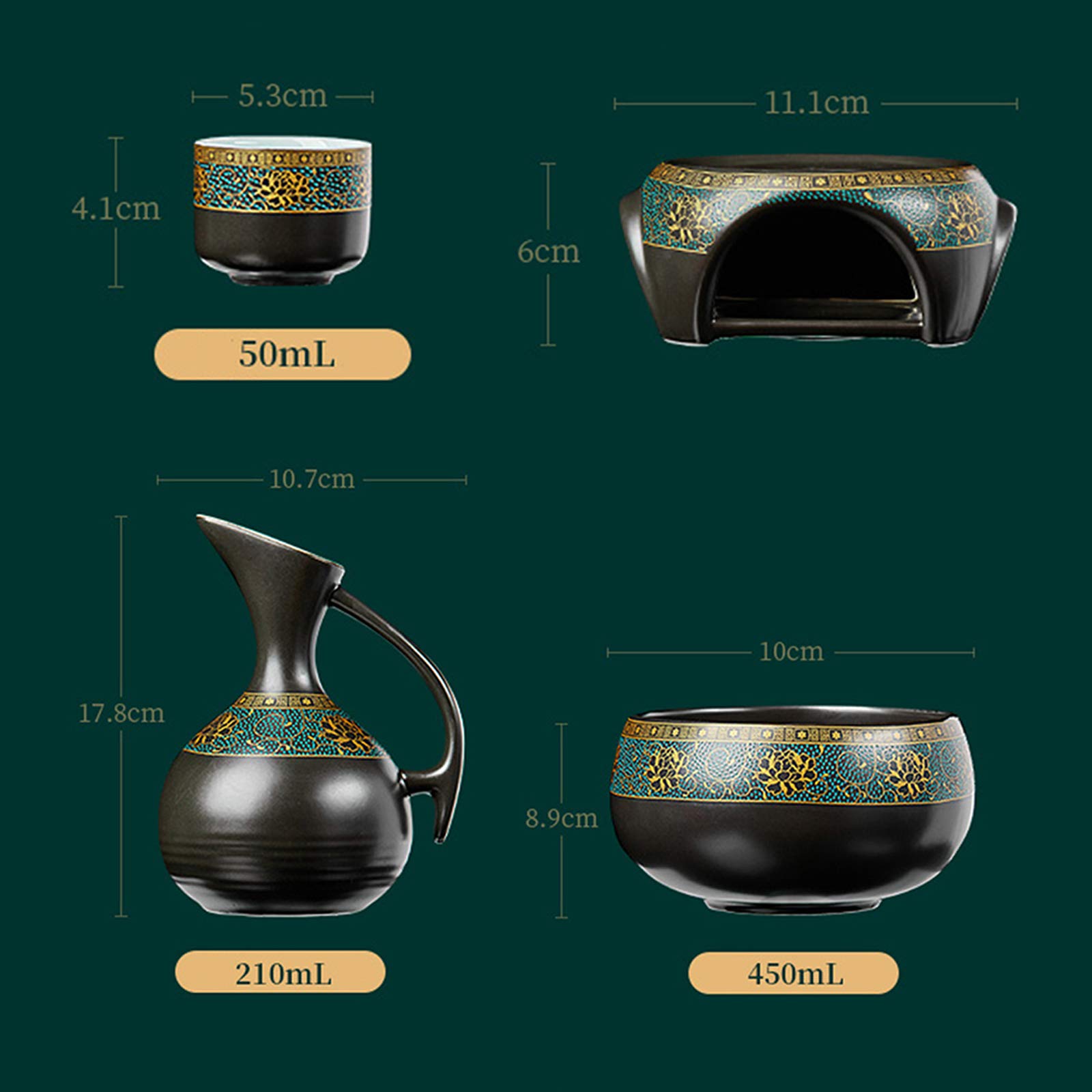 Tasse à saké Traditionnelle, Verres à vin en céramique, Ensemble de 6 Tasses à saké en céramique, Facile à Utiliser, Convient aux Amateurs de Culture, Artisanat Traditionnel (sans