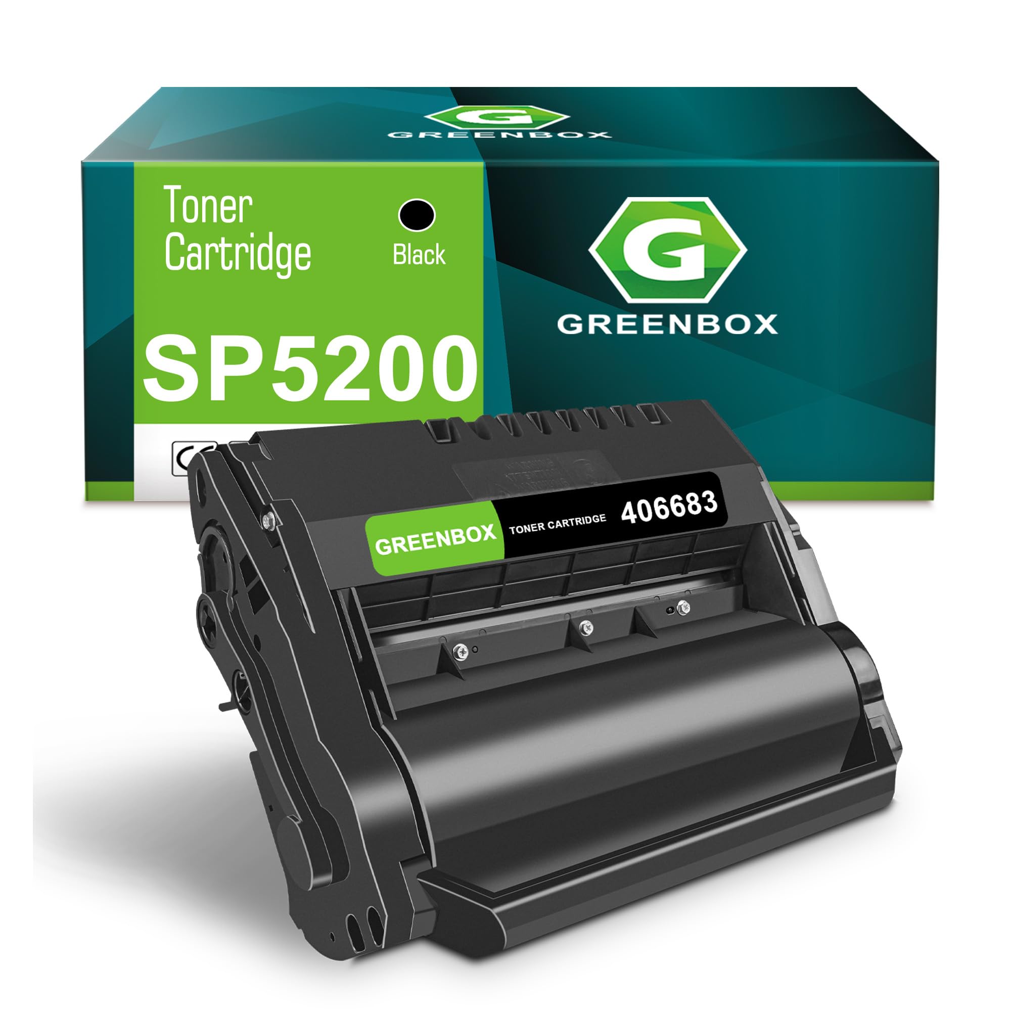 GREENBOX Remanufactured SP 5200 Toner Cartridge Replacement for SP5200 406683 for Aficio SP 5200 5200DN 5200S 5210 5210SF 5210DN 5210SR Printer (