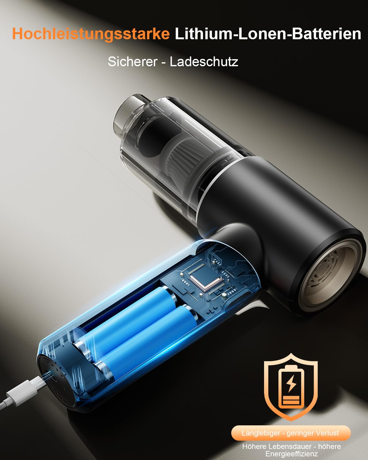 Handstaubsauger Akku Kabellos, 16000Pa Mini Staubsauger mit Bürstenlosem Motor 100000 U/min, 6000mAh USB-C Schnellladung, 2-in-1 Saugen & Blasen, für Auto Tierhaare Tastatur Sofa