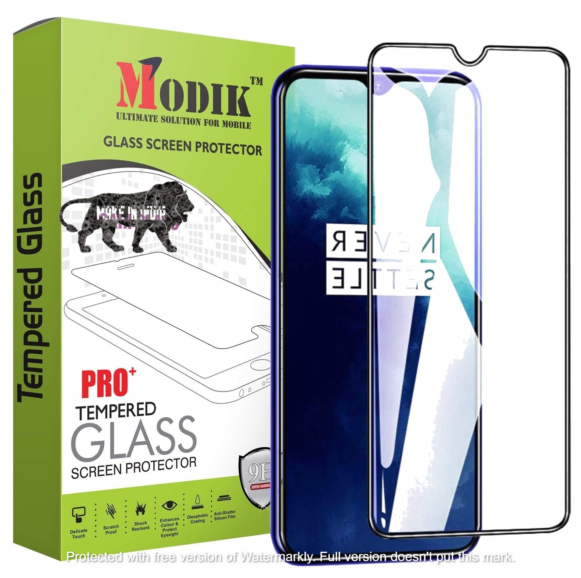 MODIK Edge-Edge Full Screen Coverage Shine Tempered Glass for OnePlus 7T with Easy Installation Kit (Black)