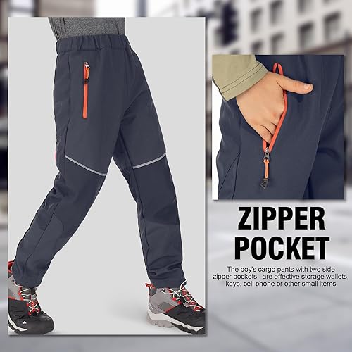 Miniatura 6 de Toomett Pantalones cargo de nieve para niños, niñas y niños al aire libre con forro polar suave Shell senderismo pesca esquí pantalones aislados