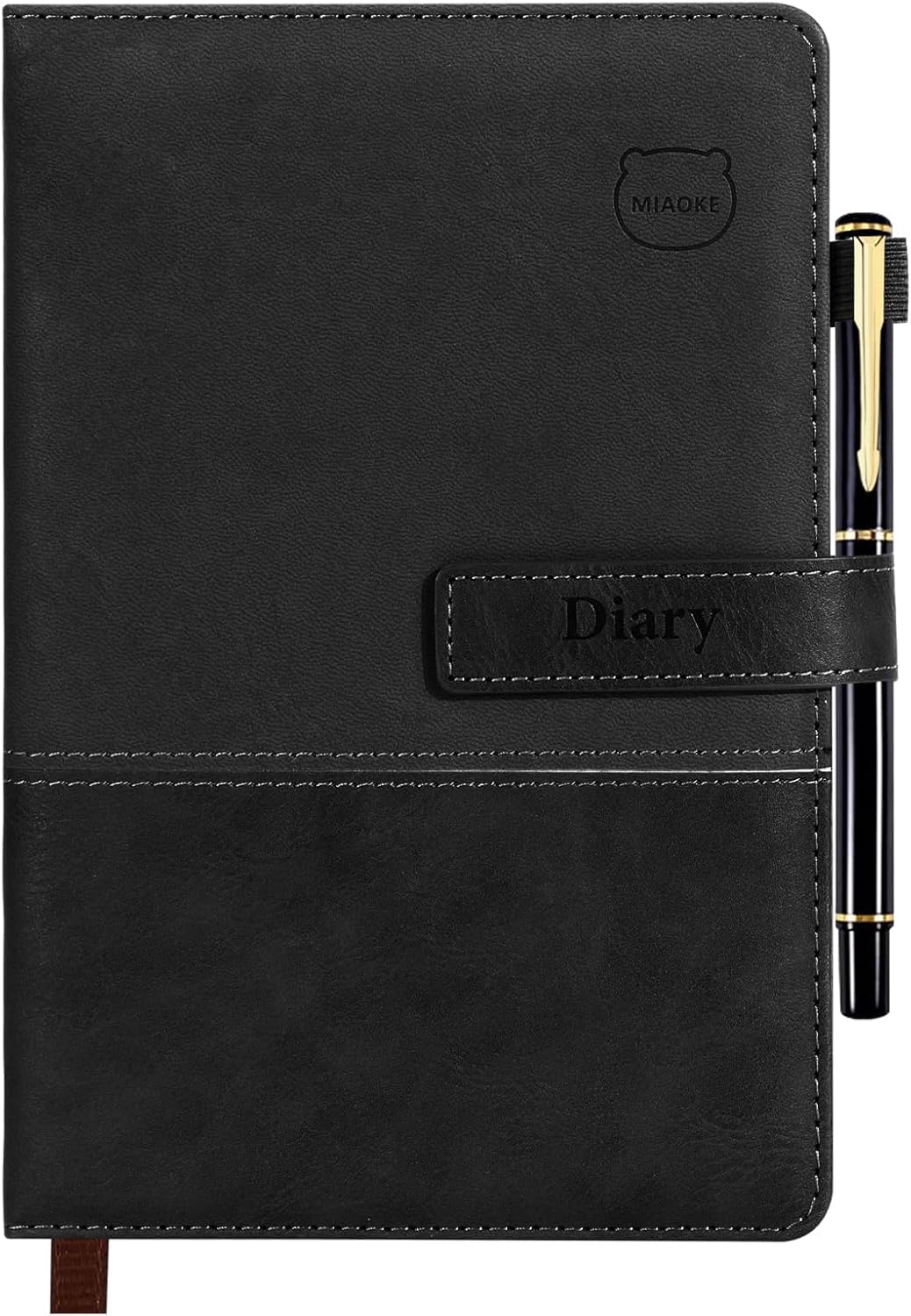 MIAOKE A5 Lined Journal Notebook with Magnetic Closure, 301 Pages Leather with Luxury Pen, Hardcover Professional Notebook for Office, Travel, Business