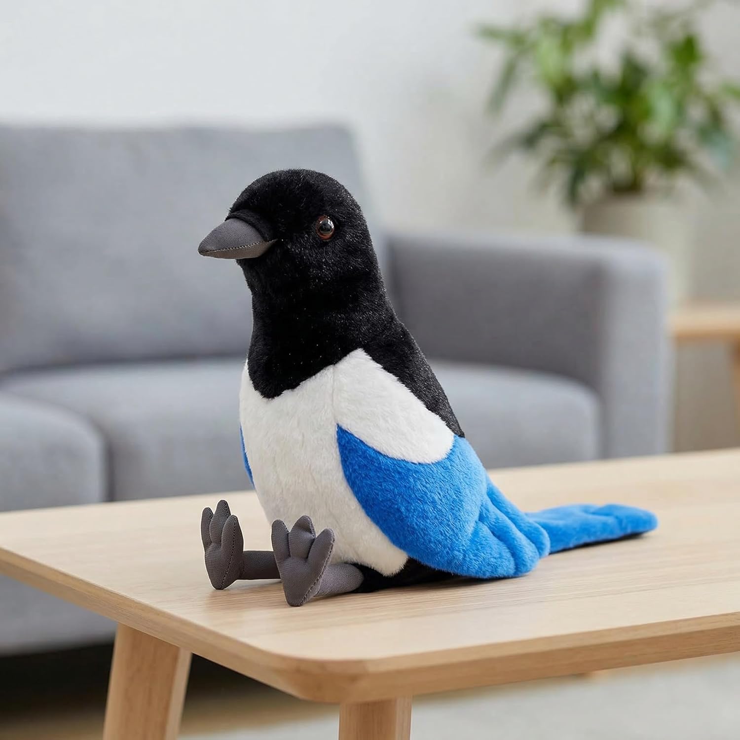 ZHONGXIN MADE Magpie Plush Toy - Realistic 12inch Black Magpie Bird Stuffed Animal, Cute Little Bird Raven Plush as Gift for Your Friends