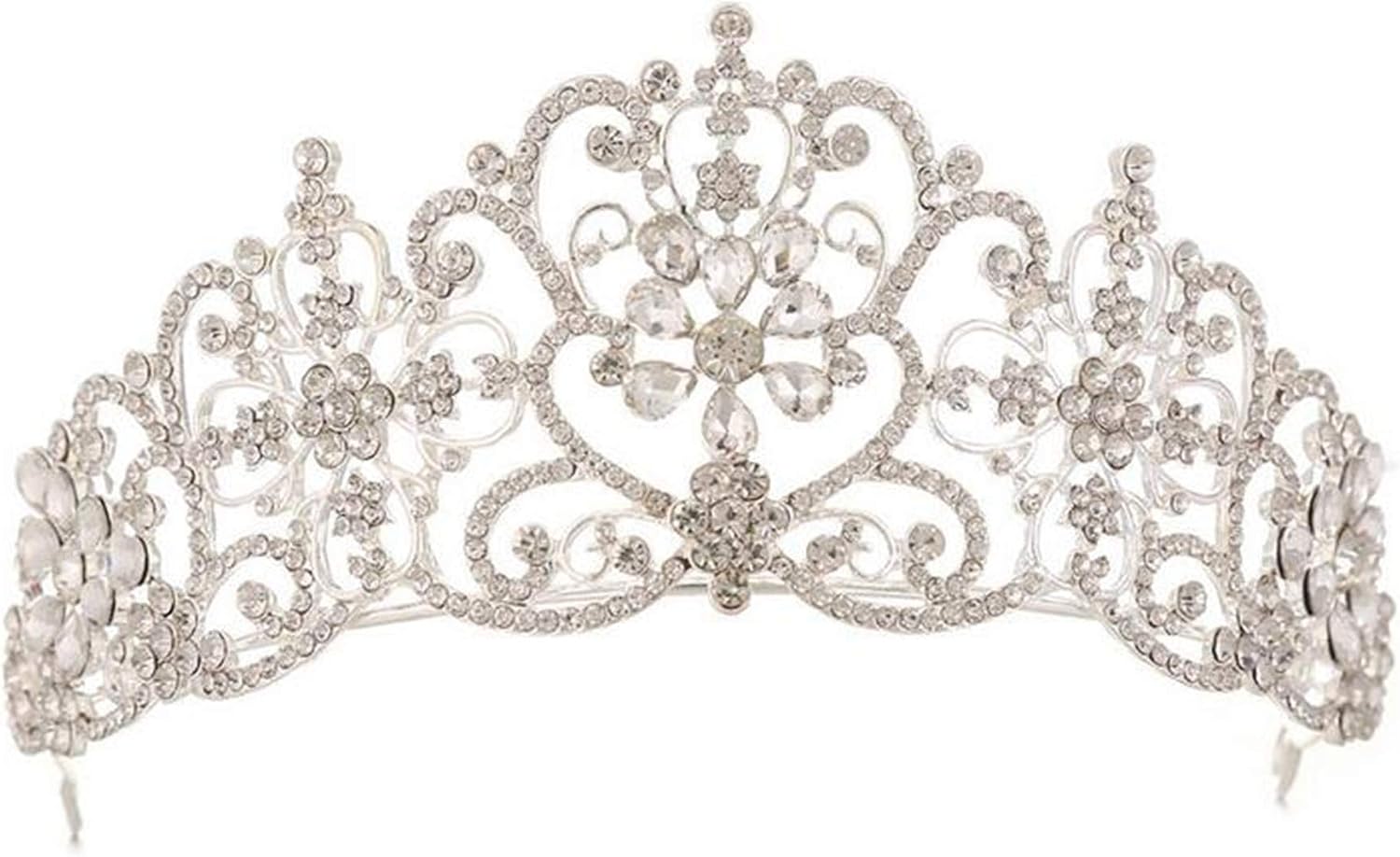 Wiipu Luxury Teardrop CZ Rhinestone Crystal Wedding Bridal Tiara Crown(A1063)
