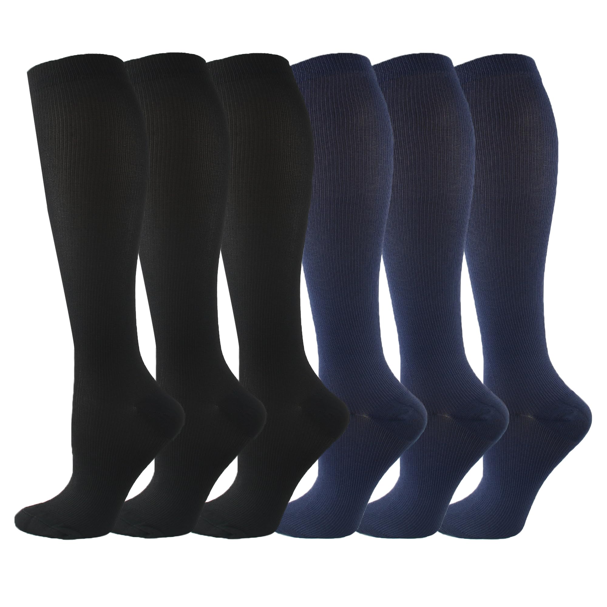 6 Pairs Compression Socks for Women and Men Circulation, 20-30 mmhg Support for Athletic Running, Hiking, Nurse, Recovery