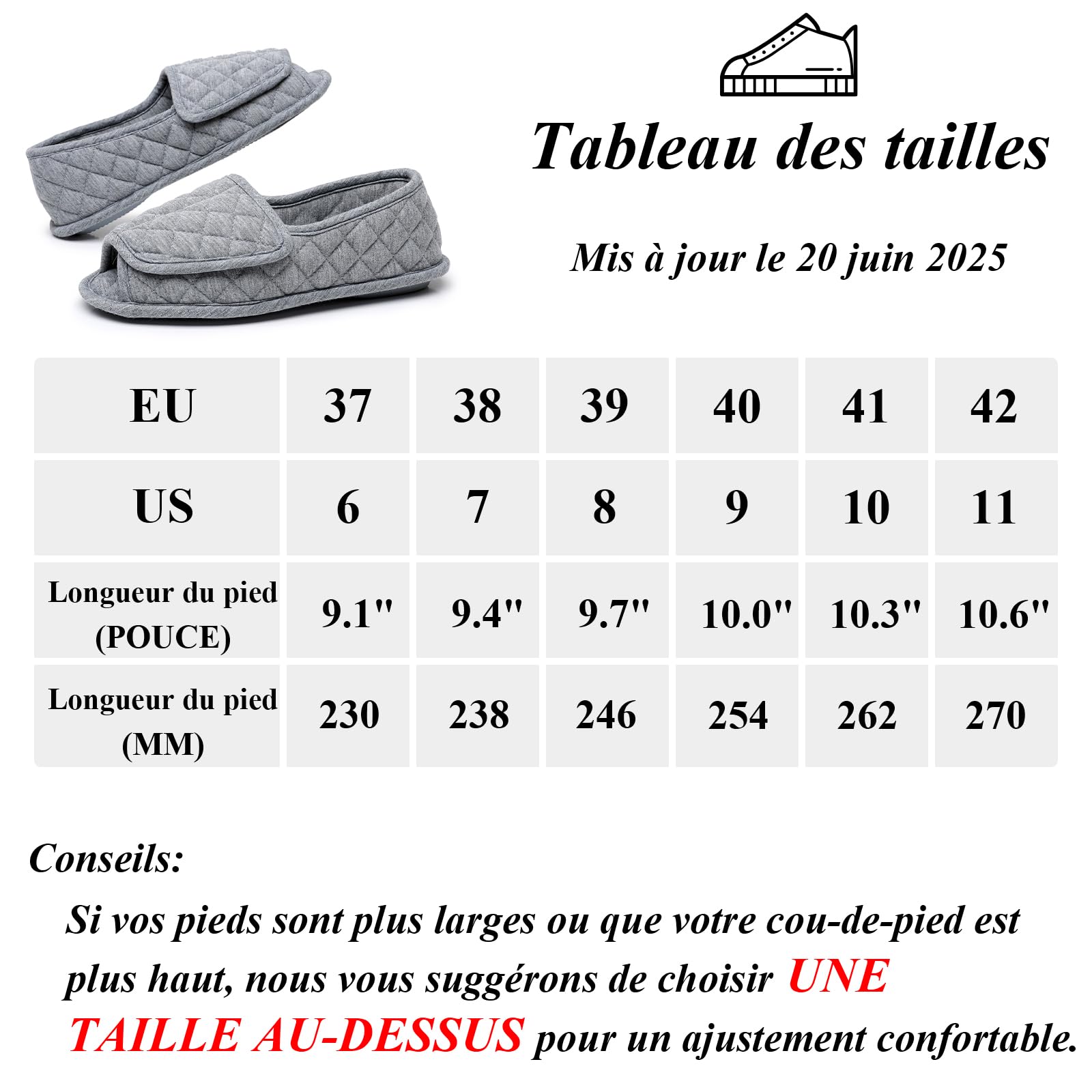 Git-up Chaussons Femme Bout Ouvert Coton, Chaussures de Maison Réglables en Mousse à Mémoire de Forme, Pantoufles Femme Confortable Indoor Slippers