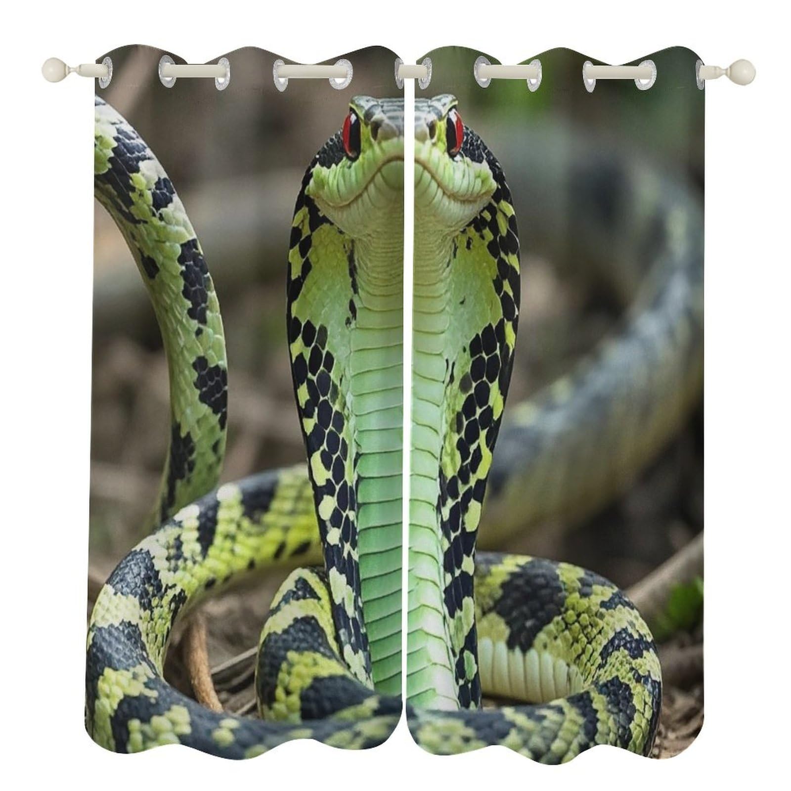 Rideaux occultants isolant thermique contre le froid du salon motif cobra