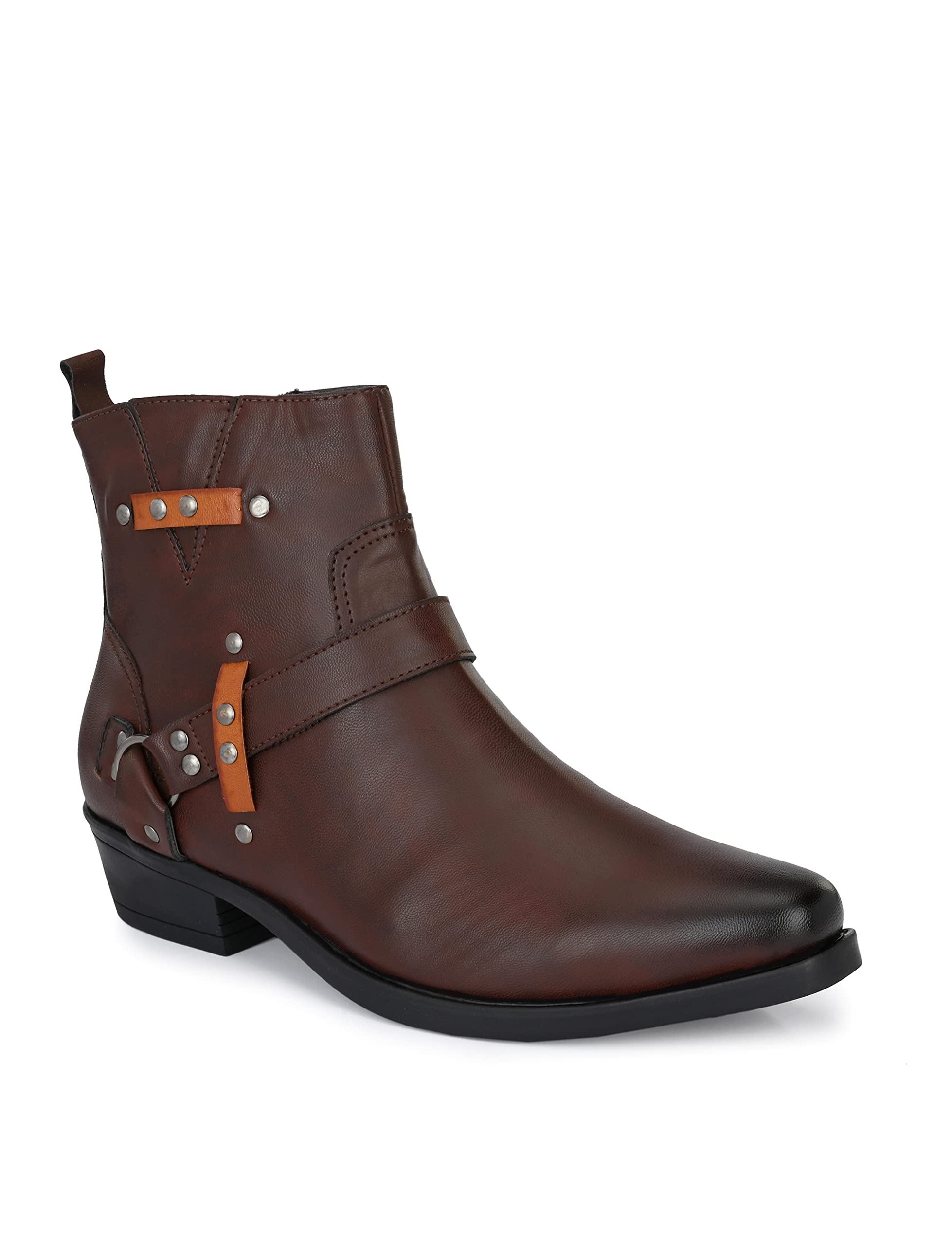 Men's Boots Casual Top Ankle Studded High Heel Chelsea Shoes without Lace| Soft Cushioned Footbed with TPR sole| Classic, Durable, Comfortable for Outdoor & Party-image-39