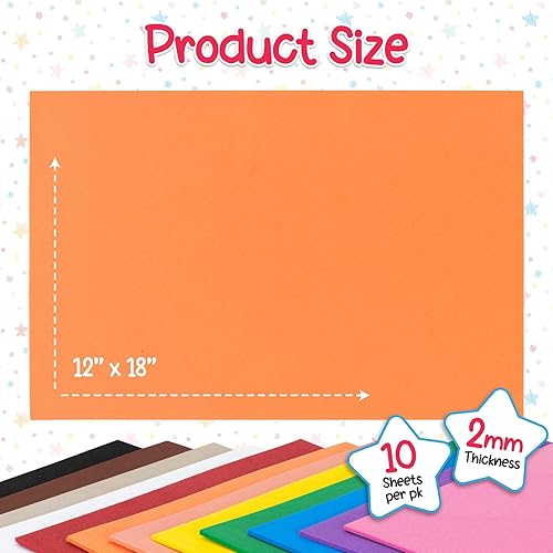 Miniatura 3 de Hygloss Hojas de espuma colorida para manualidades y manualidades, naranja, 10 piezas