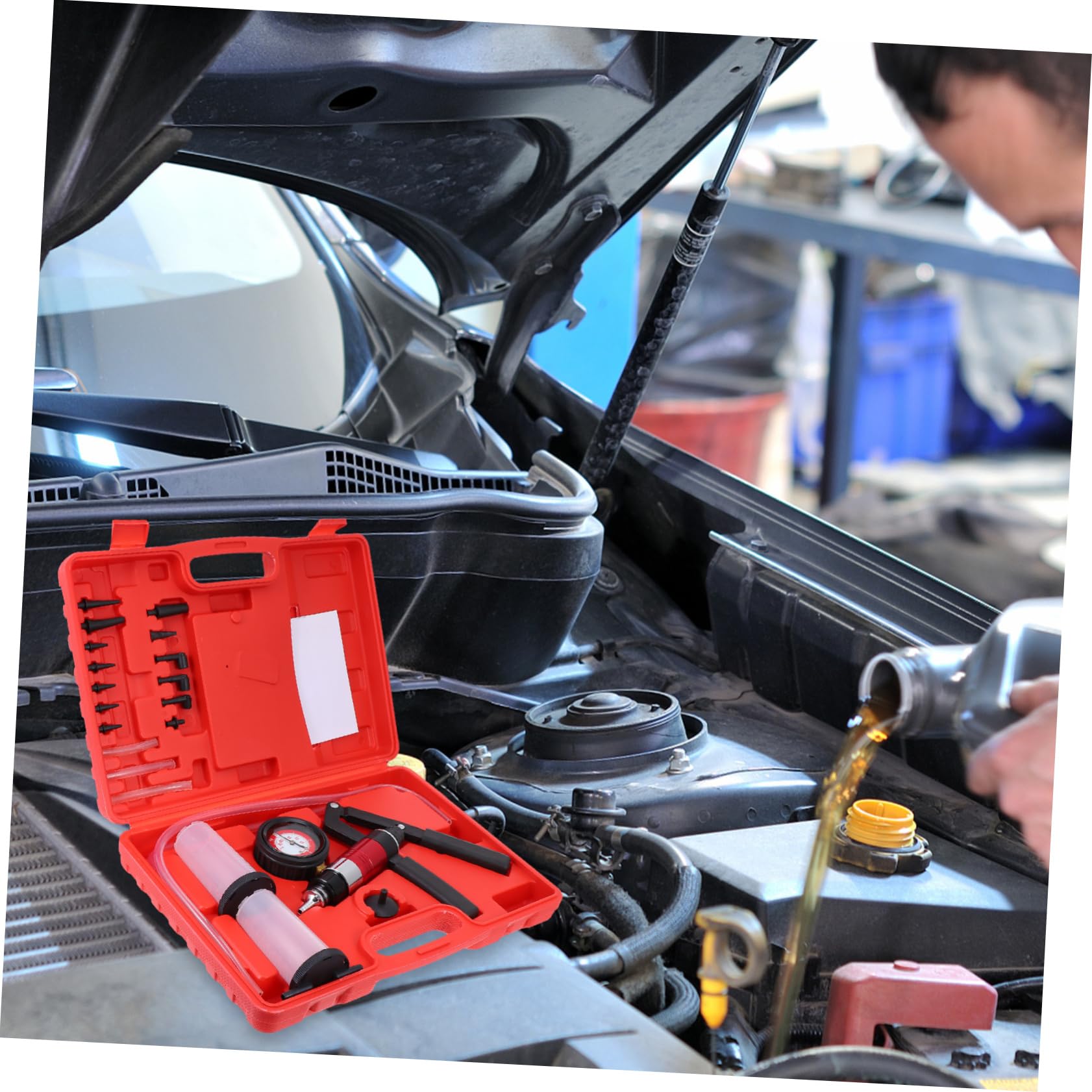 TOPBATHY Bomba de Líquido de Frenos Manual para Coche Purgador de Líquido de Frenos Comprobador de Presión de Vacío Herramienta para Purgar el Sistema de Taller