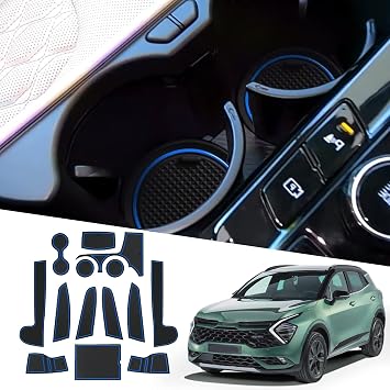 Ruiya Compatible with Kia Sportage NQ5 2022-2026 Automatic Non-Slip Mats, Rubber Mats Door Slot Mat Non-Slip Armrest Door Cup Console Liner Mat Sportage Accessories, Blue