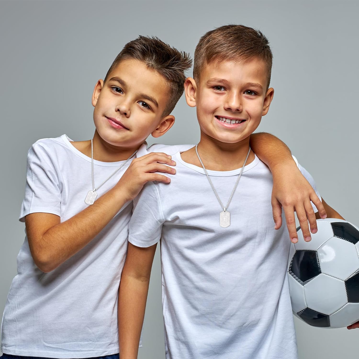 Easter Basket Stuffers - Soccer Bible Verse Cross Necklace for Men Stainless Steel Cross Pendant Religious Gift Soccer Sports Jewelry Birthday Christmas Gifts for him Kids Boys Men Teens dad - Image 3