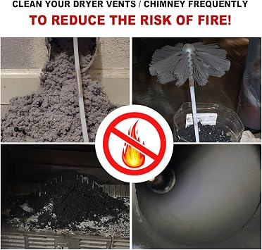 Particle Furnace Cleaning Brush, 4/6 Brush,Chimney Brush,Dryer Vent Cleaner Kit,Flexible Rods (15PcsRods+1Pcs 4+1Pcs 6 Brush)
