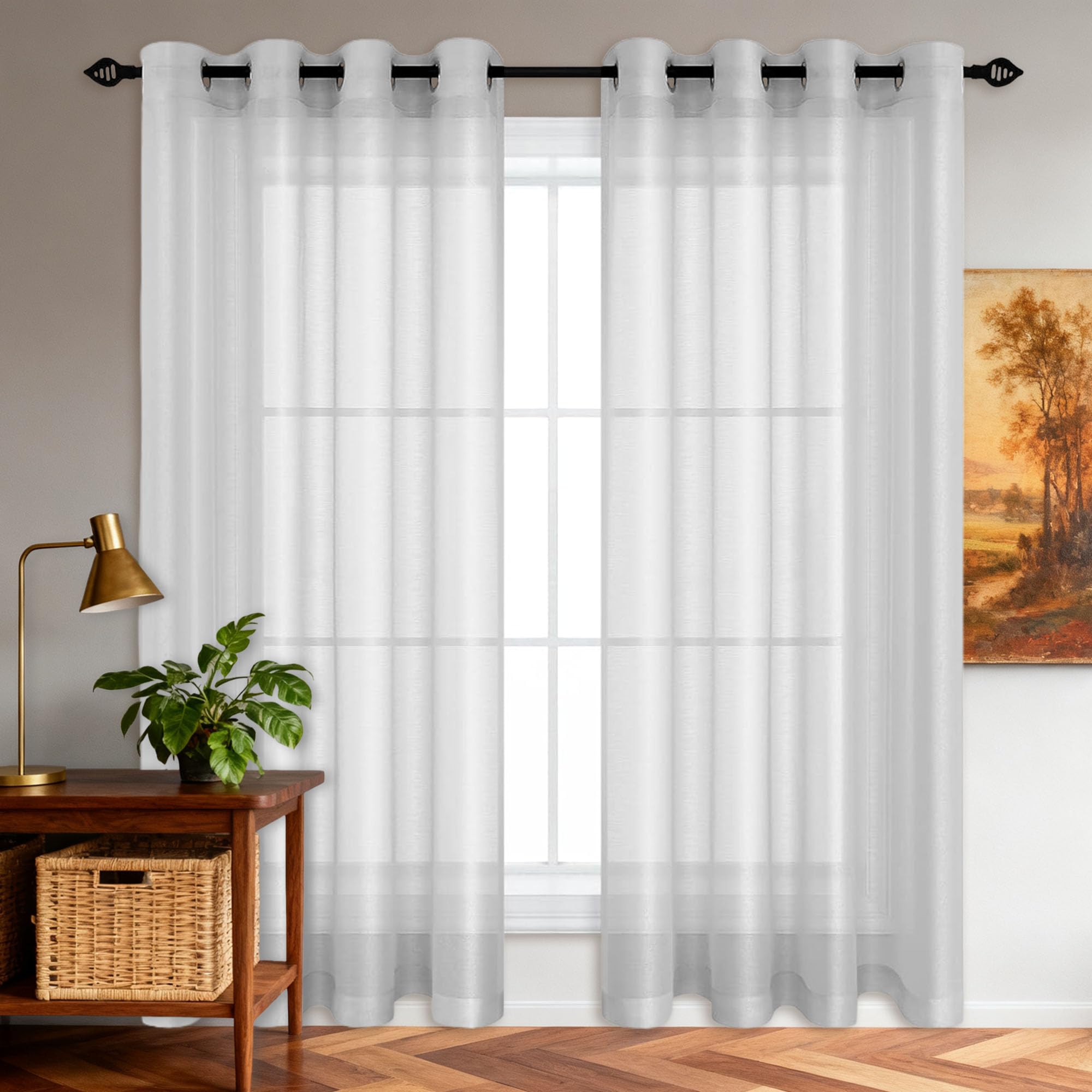 Rideaux transparents contre le vis-à-vis gris clair 220x305