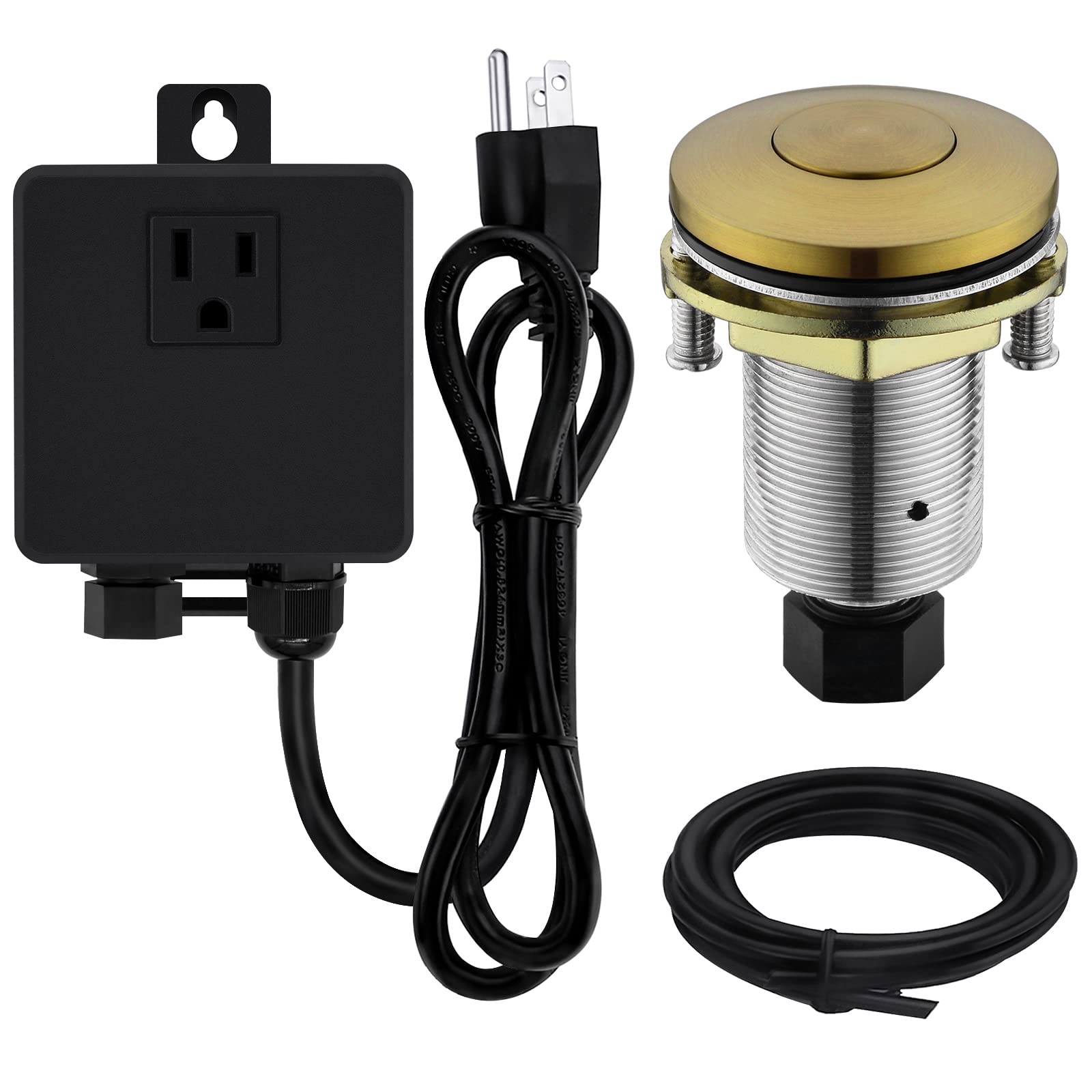 Garbage Disposal SinkTop Air Switch Kit with Stainless Steel Button, Champagne Gold