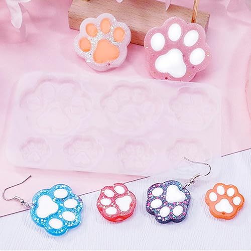 Miniatura 6 de Magibeads 5 moldes de silicona con estampado de patas, dijes y cabujones lindos moldes de resina de pata de gato para manualidades, manualidades,