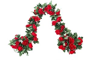 2 Pack (16FT) Artificial Red Flower Vine for Wedding Decoration