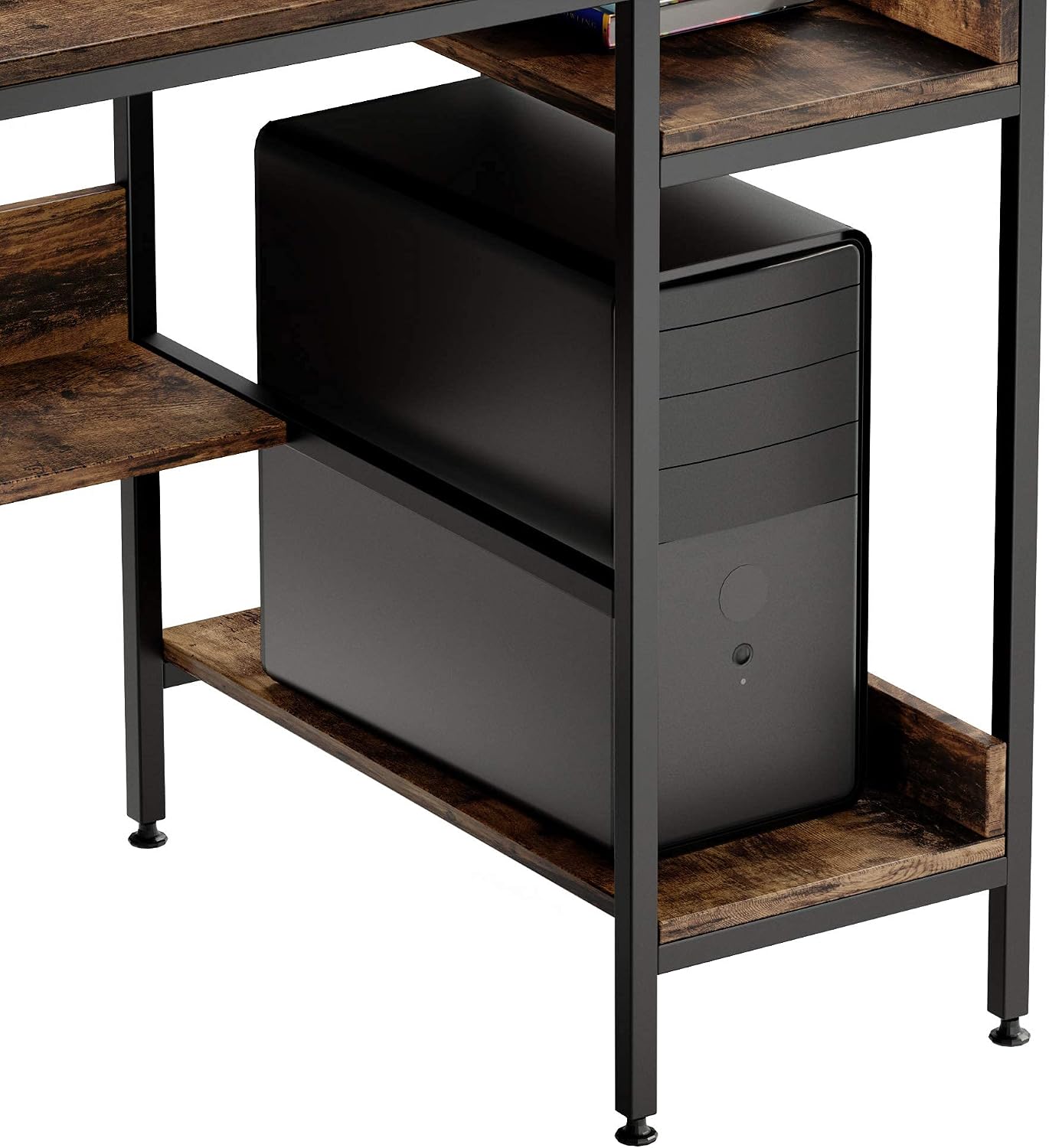 Bestier Computer Desk with Storage Shelves 47 Inch Ladder Writing Desk Bedroom Organization for Small Space Reversible Bookshelf and Under Desk Shelf (Rustic Brown)