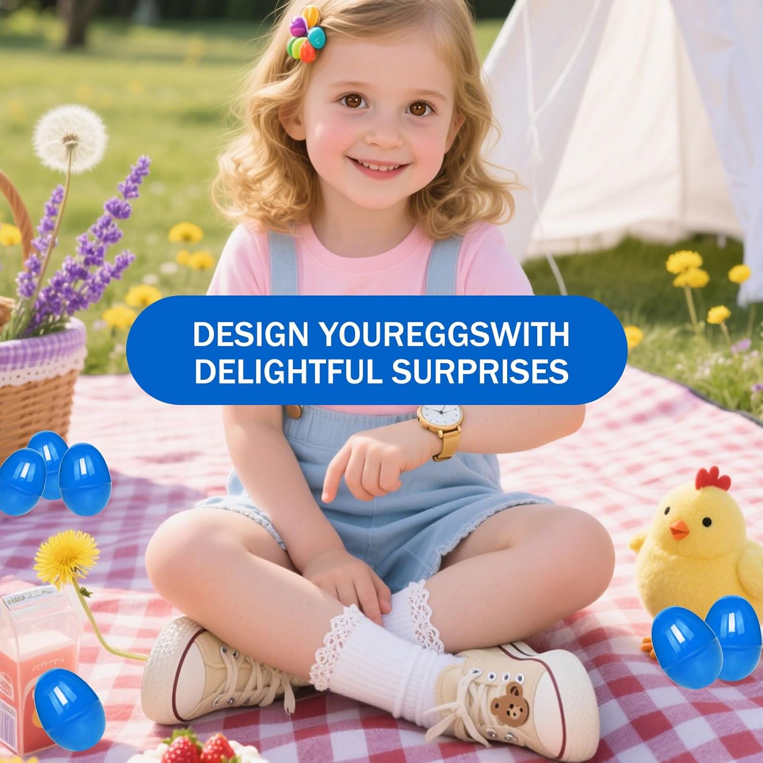 60PCS 2.36" Plastic Easter Eggs Empty Easter Eggs Fillable Bulk for Easter Egg Hunt, Suprise Egg, Basket Stuffers, Classroom Prize Supplies Decor(Blue)