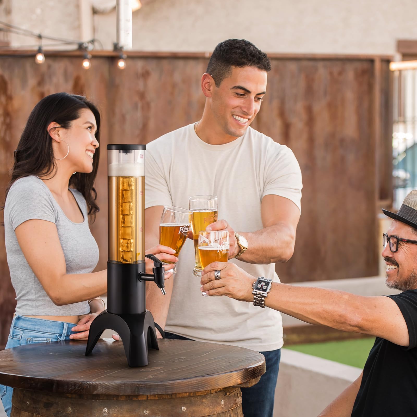 KK KMKGOKO Mimosa Tower, 50oz/1.5L Mimosa Tower Dispenser with Ice Tube and LED Light, Tabletop Beer Dispenser (50 fl oz-1pc)