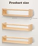 Nursery Book Shelves for Kids Rooms with Beads Set of 3,Wooden Floating Wall Bookshelves for Kids (Set of 3 Natural)