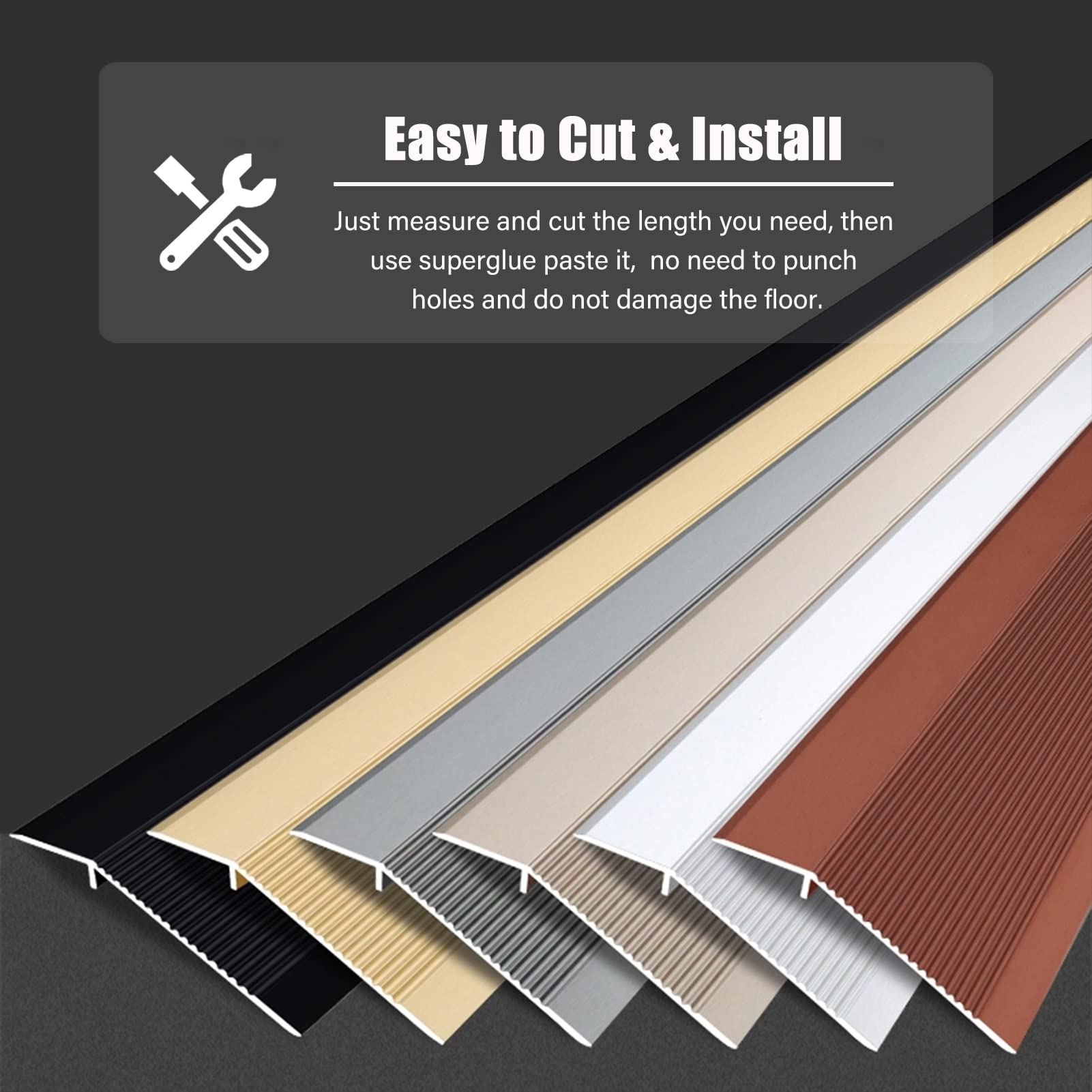 Listwy wykończeniowe do płytek, Aluminiowa listwa progowa do drzwi, wózek inwalidzki, wielokolorowa, wysokość od 7 mm do 15 mm(Silver)