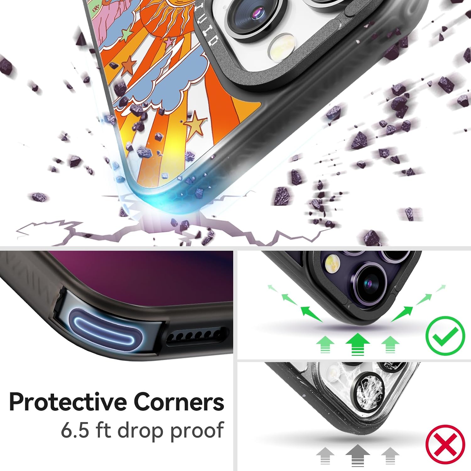 Magnetic for iPhone 13 Pro Magsafe Case Cute Aesthetic - Durable Fashion Funny Phone Case - Girly Mushroom Pattern Print Cover Design for Woman Girl 6.1 inches Black