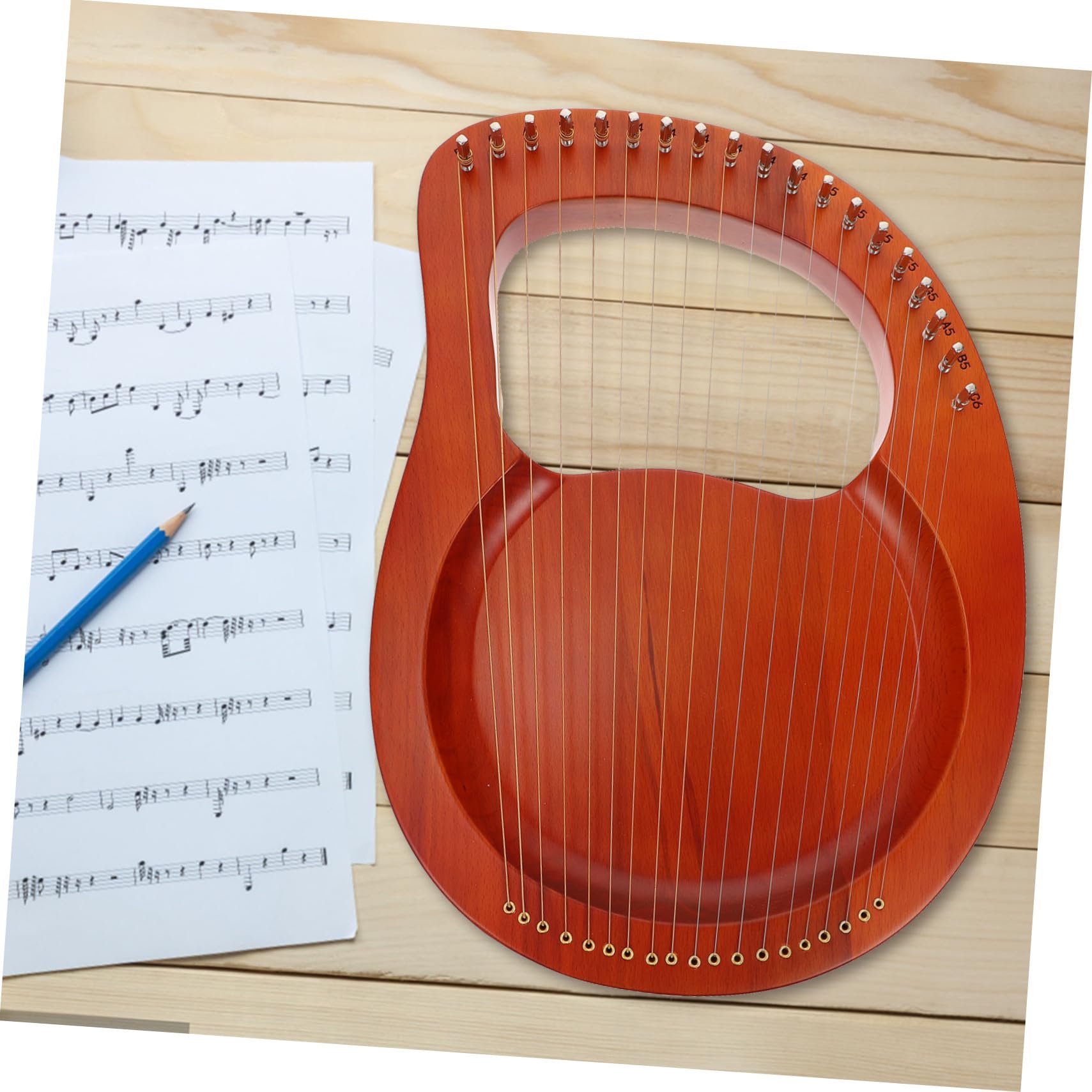 Wakauto Ancient Style 19 String Lyre Harp Wooden Harp for Beginners String Instrument Set