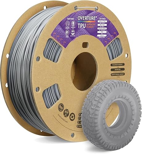 Vista 31 de OVERTURE - Filamento de TPU de 1/16 pulgadas, rollo flexible de poliuretano termoplástico, impresora 3D suave, 95A, carrete de 2.2 libras, precisión