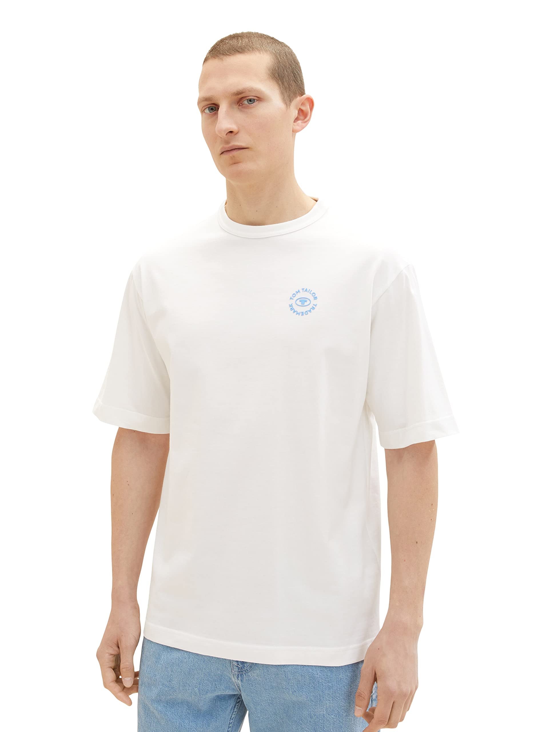TOM TAILOR Men's Basic T-Shirt with Print, 10332 - Off White, L