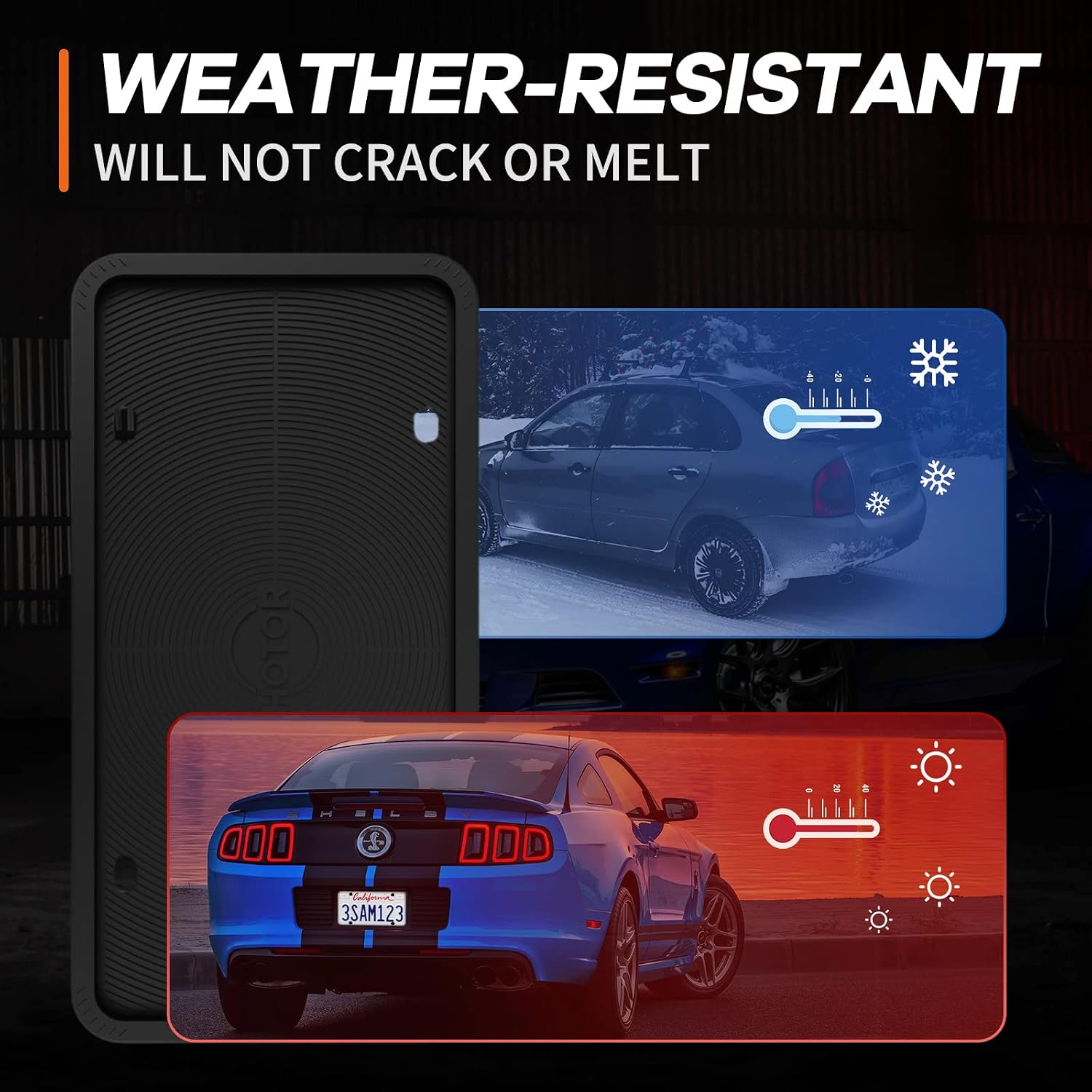 HOTOR Silicone License Plate Frames - 2 Pack License Plate Holders, Exterior Car Accessories for Men & Women, Plate Cover, Rust-Proof, Rattle-Proof, Weather-Proof - Black