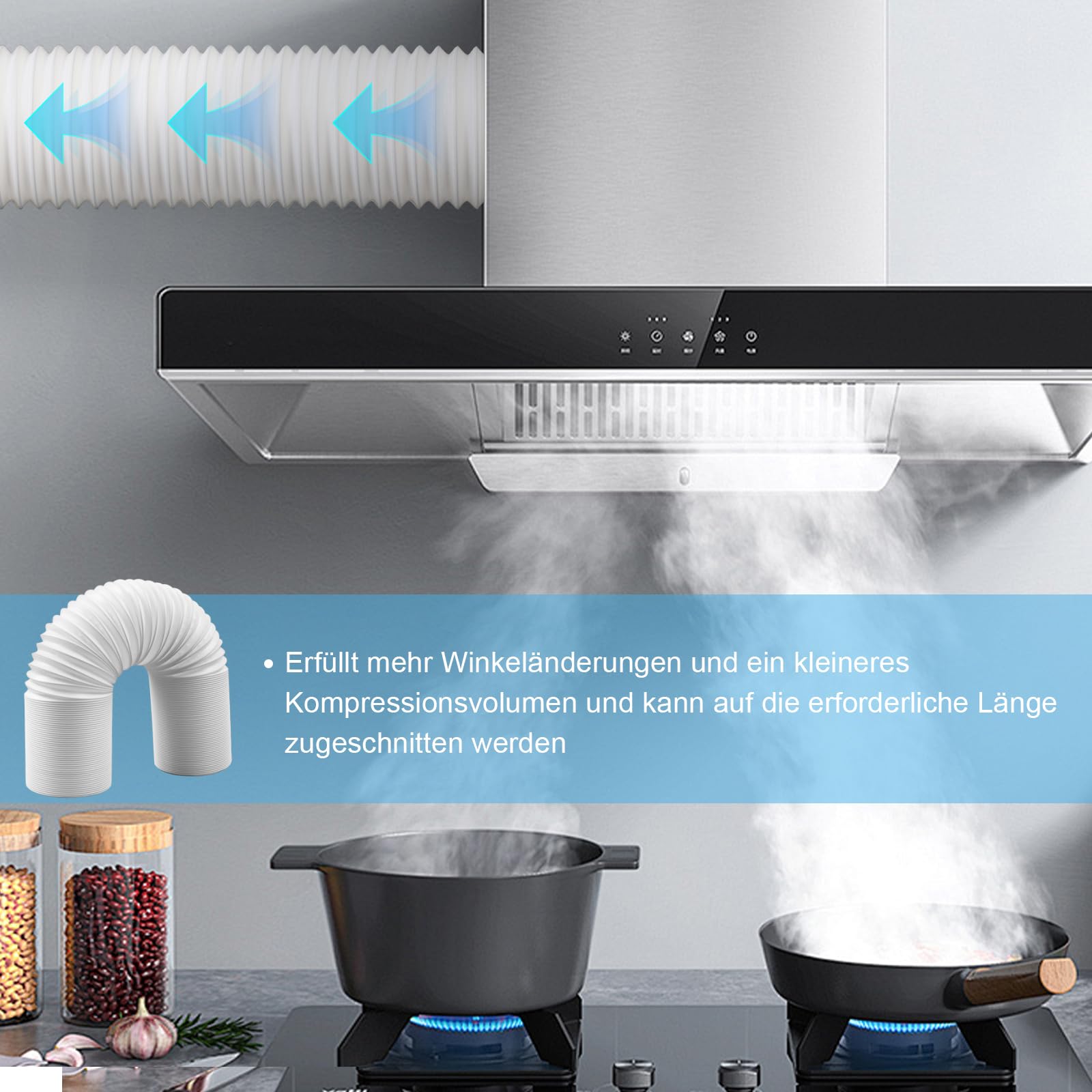 Tuyau d'Échappement de Climatiseur Portable Ø 130mm / 2m, Tuyau Kit Climatiseur Mobile Flexible, Tuyau D'éVacuation Universel pour Climatisation, Sèche-Linge, Déshumidificateurs