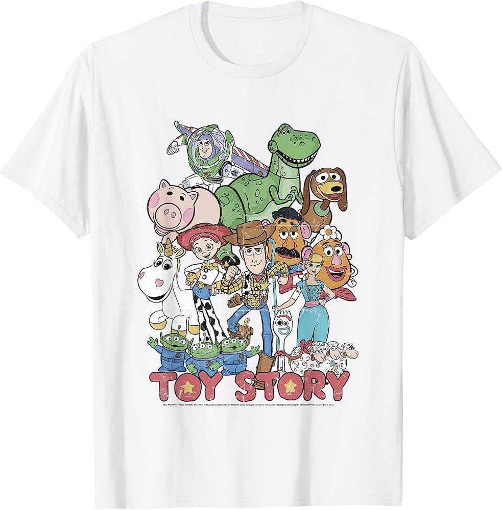 Pixar Toy Story All Stars - Camiseta con diseño de grupo desgastado