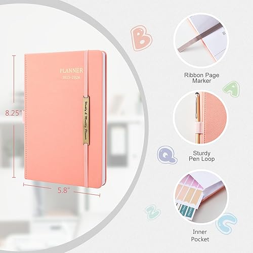 Miniatura 8 de Agenda 2024-2025, enero 2024-junio 2025, agenda semanal y mensual 2024-2025 con calcomanías, cierre elástico, bolsillo interior, esquina redonda,